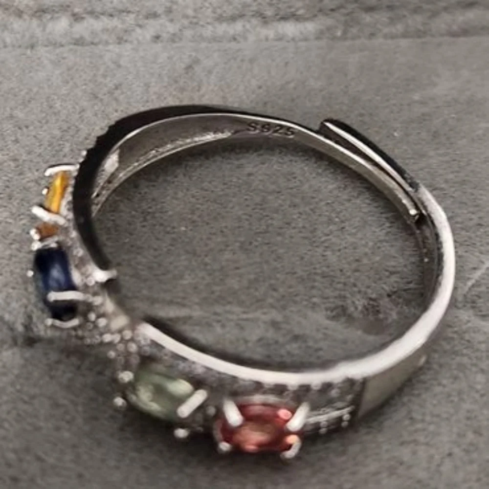 S925 Colorful Sapphire ring 4 stones